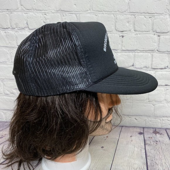 Vintage Trucker Hat Mesh 90s Cap Black HISCOCK'S Service Centre Viking TRL NFLD - Picture 4 of 8